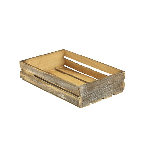 Genware Dark Rustic Wooden Crate 35 x 23 x 8cm pack of 1