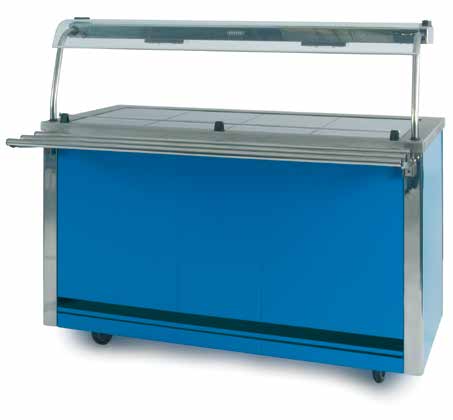 Versicarte Plus food servery trolley with Hot Top, Inset with Glass Thermal Panels