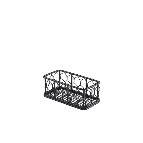 Genware Rectangular Black Wire Basket 14 x 7 x 5.5cm pack of 6