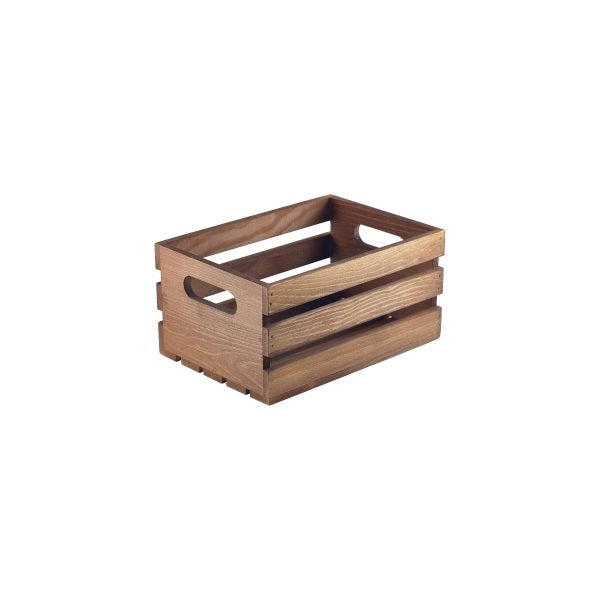 Genware Dark Rustic Wooden Crate 21.5x15x10.8cm pack of 1