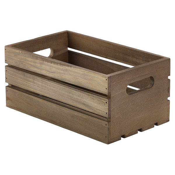 Genware Dark Rustic Wooden Crate 27 x 16 x 12cm pack of 1