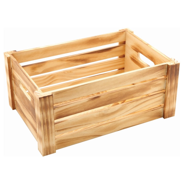 Genware Rustic Wooden Crate 34 x 23 x 15cm pack of 1