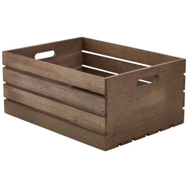 Genware Dark Rustic Wooden Crate 41 x 30 x 18cm pack of 1