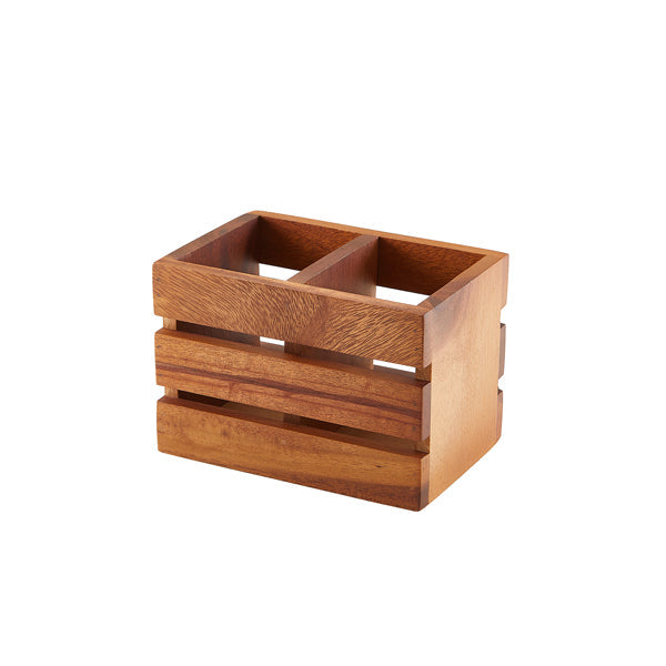 GenWare Acacia Wood 2 Compartment Cutlery Holder pack of 1