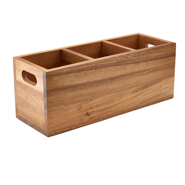 GenWare Acacia Wood 3 Compartment Cutlery Box pack of 1