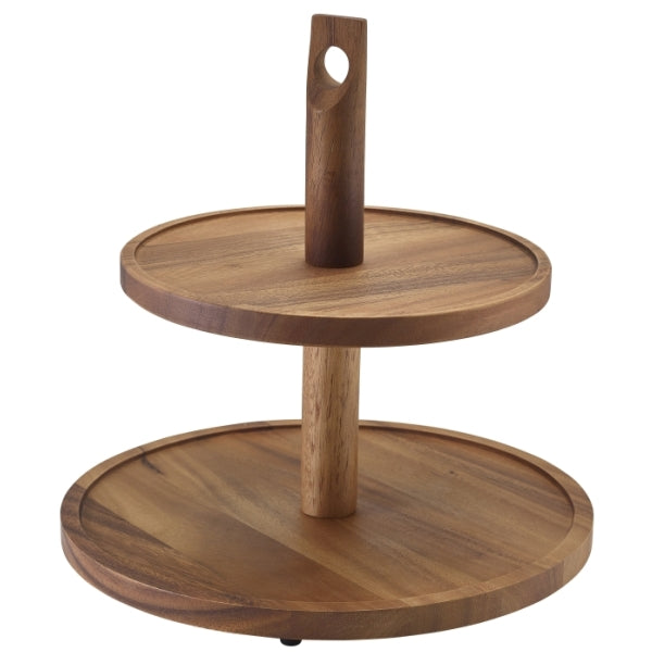 GenWare Acacia Wood Two Tier Cake Stand pack of 1