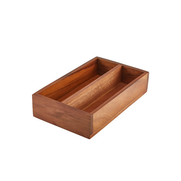 GenWare Acacia Wood 2 Compartment Cutlery Tray pack of 1