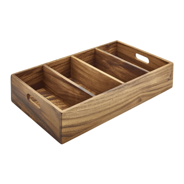 Acacia Wood 4 Compartment Cutlery Tray pack of 1