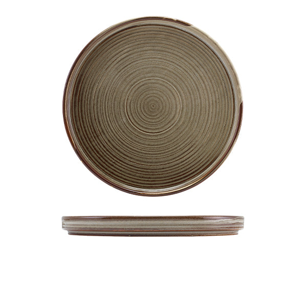 Terra Porcelain Grey Low Presentation Plate 25cm pack of 6