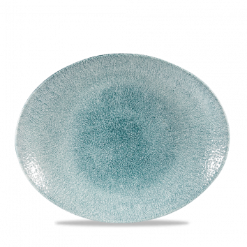 Raku Jade Green Orbit Oval Coupe Plate 12.5" Box 12